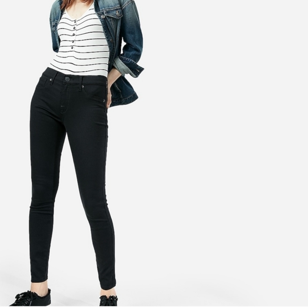 Express Mid Rise Black Skinny Pants Size 6